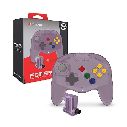 Hyperkin "Admiral" Premium BT Controller for N64/ Nintendo Switch/ Lite/ PC/ Mac/ Android (Amethyst Purple) - Nintendo 64 Amatista púrpura