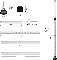 Vista 5 de BeBecome Barra de seguridad para puerta corrediza, barra de seguridad ajustable de 17 a 50 pulgadas para puerta de patio con puntas de goma