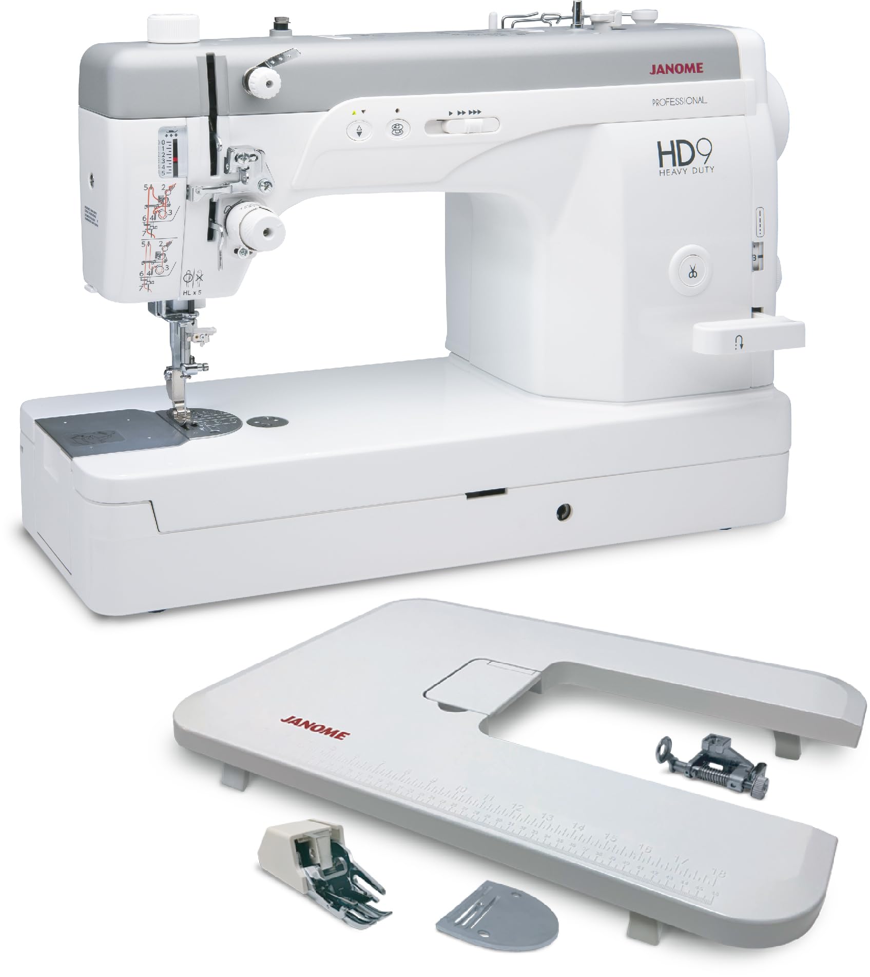 Janome HD9 Heavy Duty High Speed Sewing Machine, with Extra Large Bobbin with Bonus Bundle