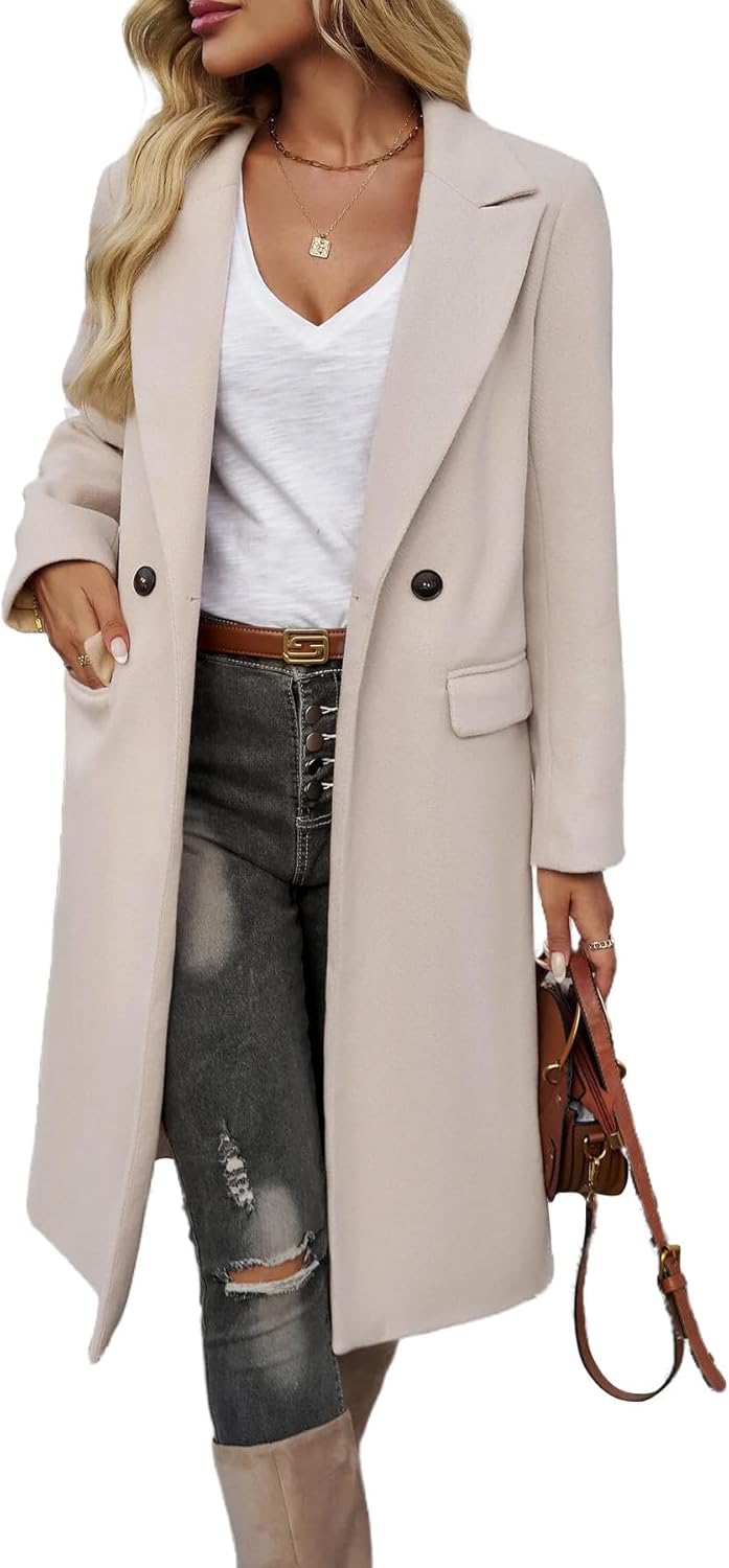 IDEALSANXUN Womens Long Wool Coats Fall Winter Trench Coat Peacoat Dress Jackets