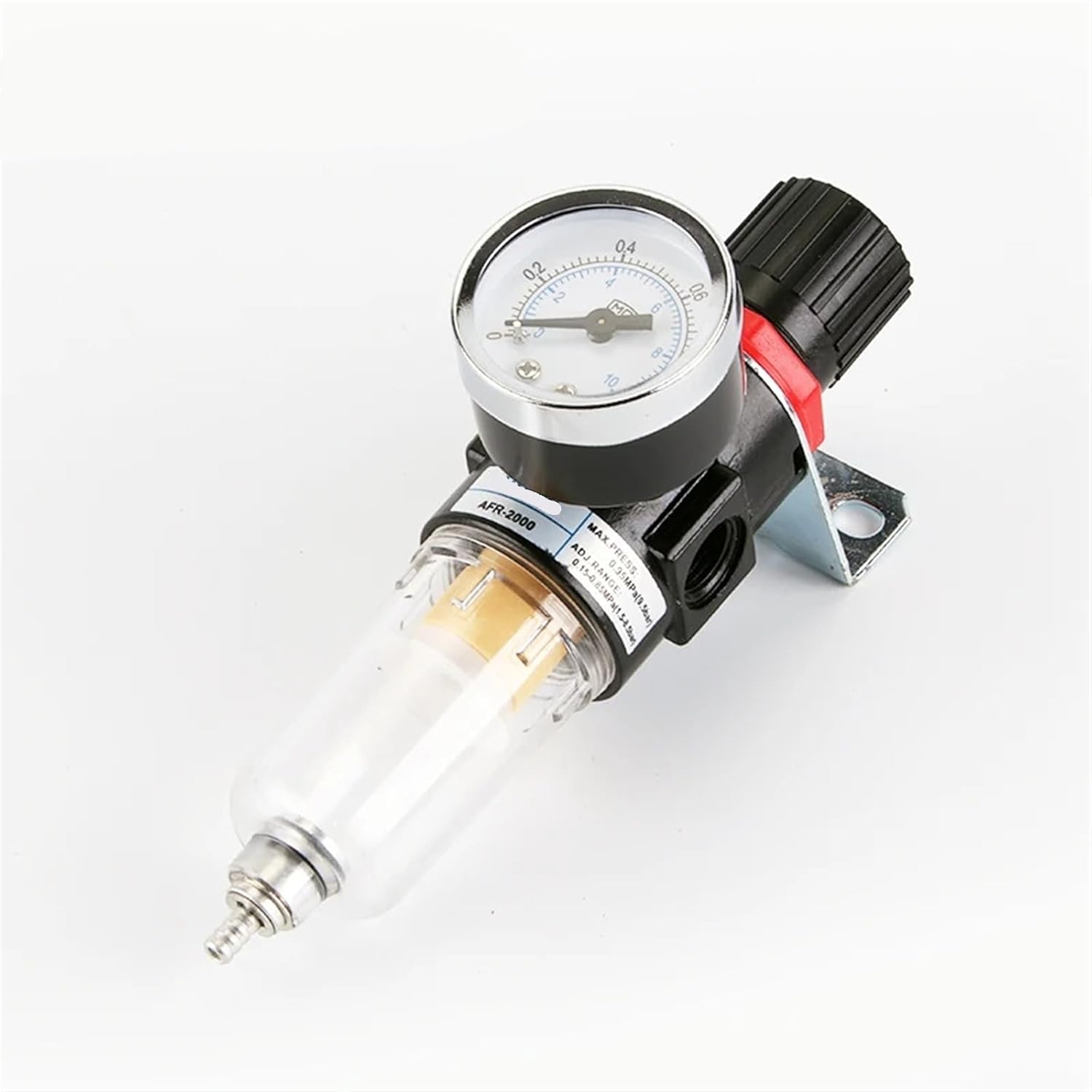 AFR2000 1/4" Thread Pressure Regulator Water Separator Trap Filter Airbrush Compressor Air Source Treatment Unit(Fiber Filter,with 8mm Connector)