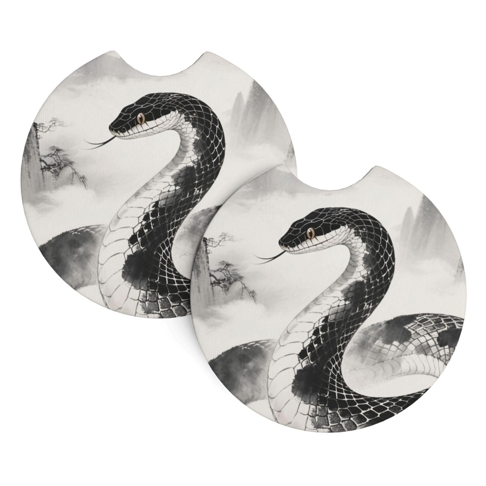 2 Pack Car Coaster for Cup Holders Snake Skin Print Car Cup Coaster 2.7" Neoprene Non-Slip Automotive Cup Mat Universal Auto Car Interior Accessories for Women Men Cup Pad