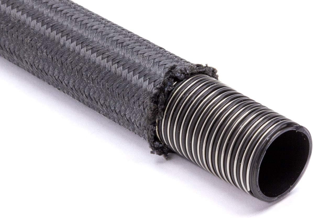 FRAGOLA Hose, 8 an, 10 ft, Braided Fire Retardant Fabric, Wire Reinforced, PTFE, Black, Each