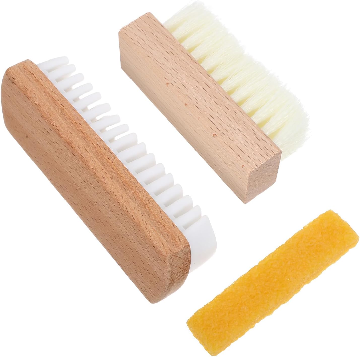 3 Piece Shoe Brush Set with Rubber Eraser for Leather Shoes