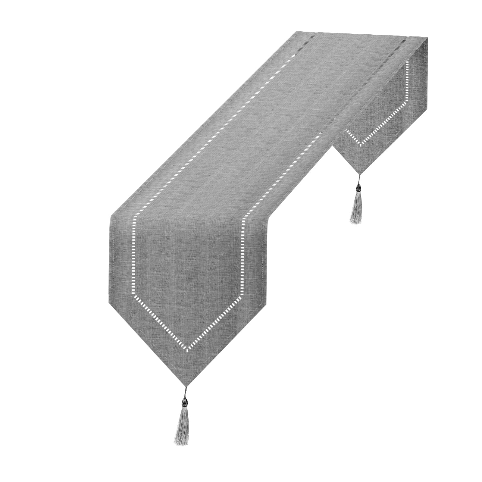 Dark Gray Table Runner, 12.5*70.8 inches Table Runner with Tassels