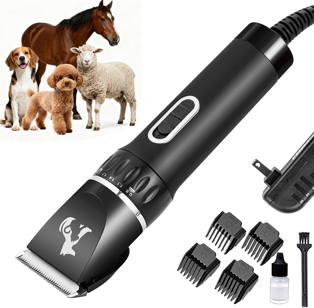 Professional Dog Clippers for Thick Coats - Heavy Duty Pet Grooming Clippers with Powerful Motor & Detachable Blades, Corded Hair Shears,Swiftly Trim Dogs, Cats, Sheep,Horses Dense Fur