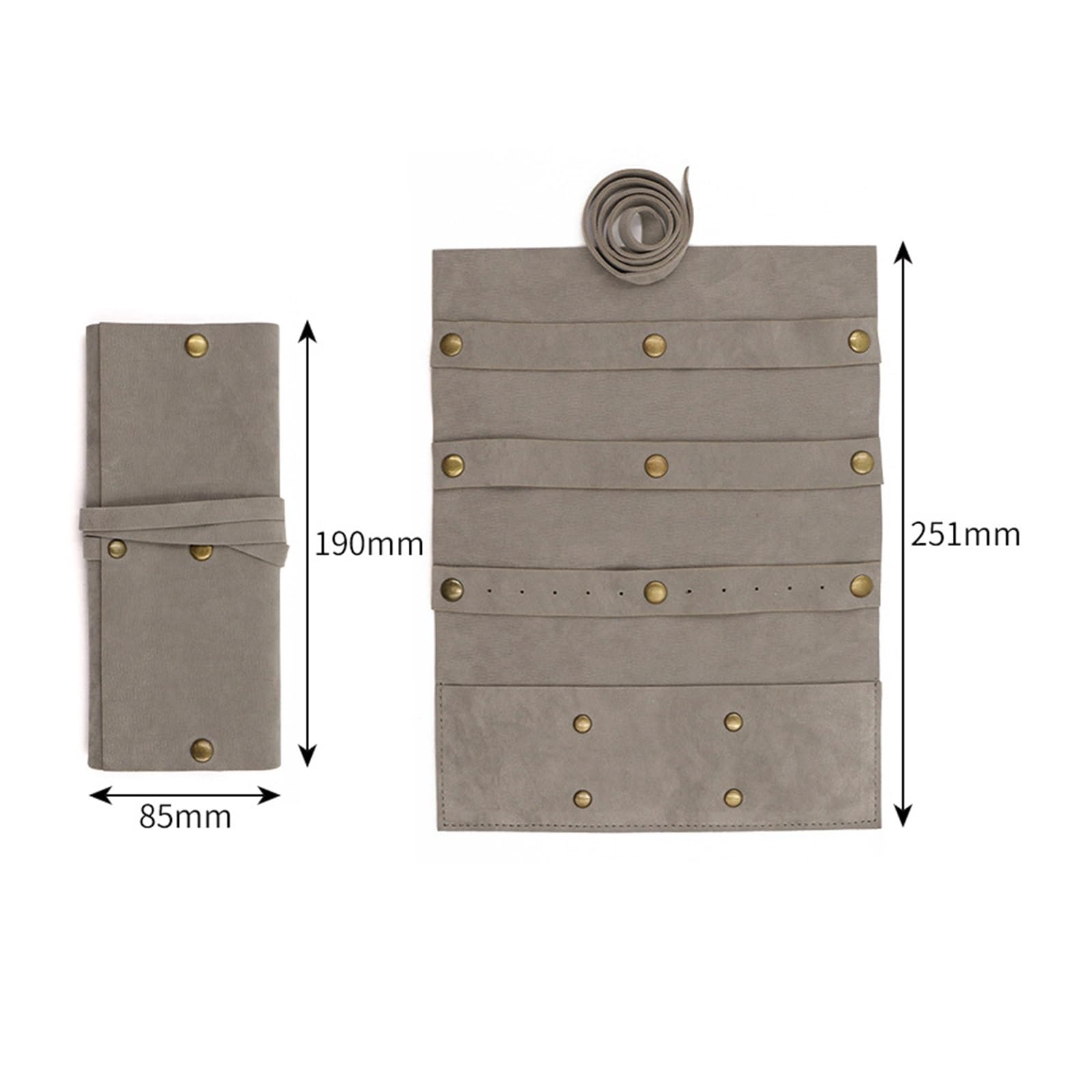 Bolsa de viaje para joyas, Bolsa enrollable organizadora de joyas for viajes y almacenamiento Grigio 25,1x19cm