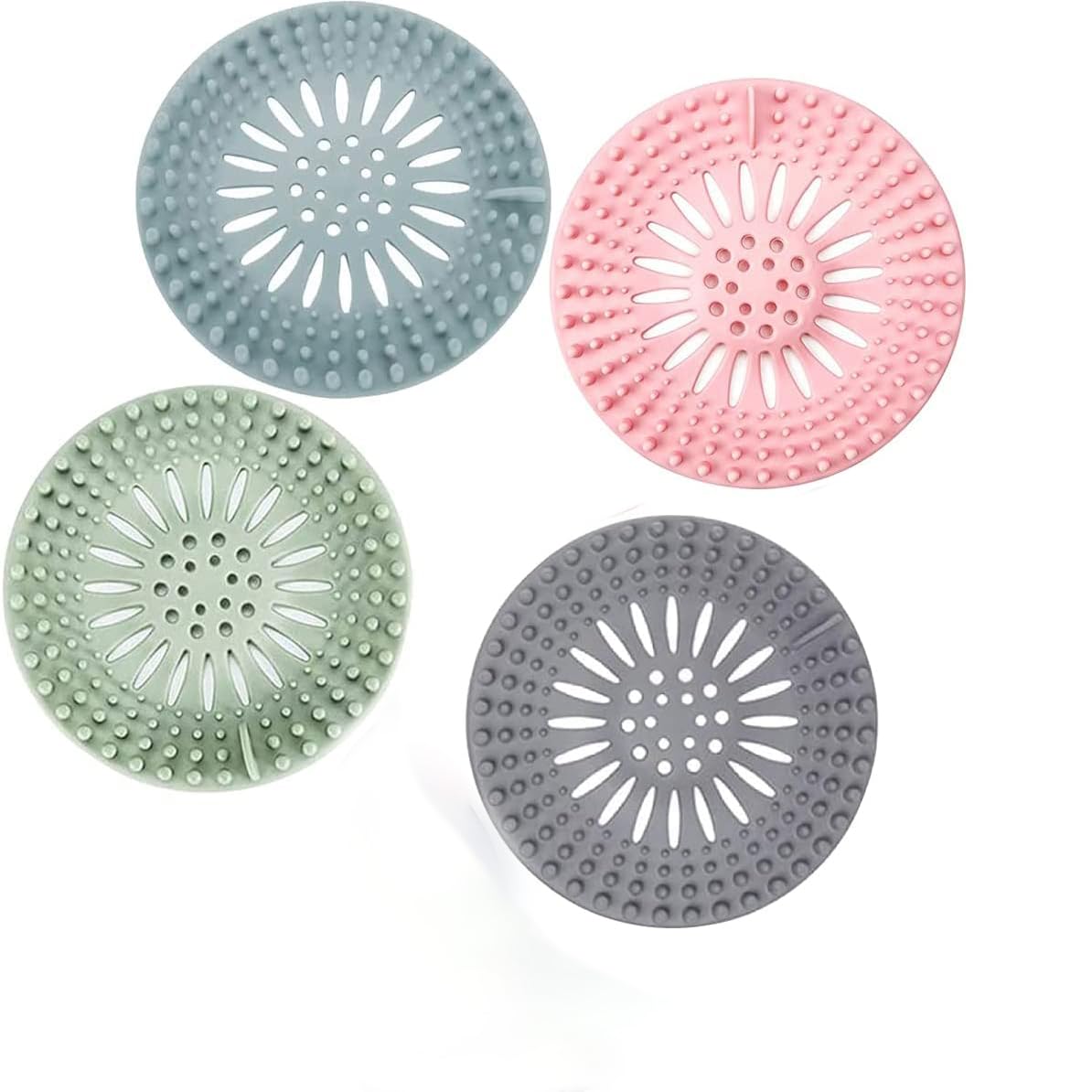 ZEUTER Shower Drain Covers, Clean Bathroom Accessories Bathtub Drain Stopper Block Hair Trap for Shower Drain Hair Catcher for Bathroom, Drain Durable Silicone Sink Drainer (4)