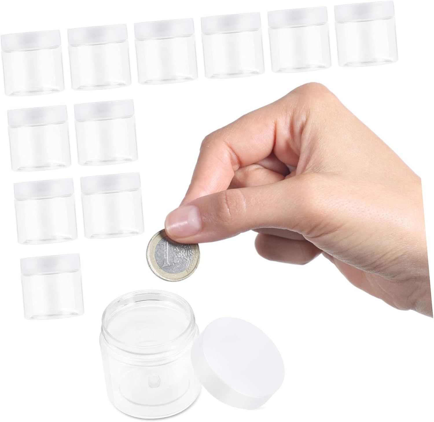 12pcs 60ml round Plastic Storage Jars with Lids Refillable image 3