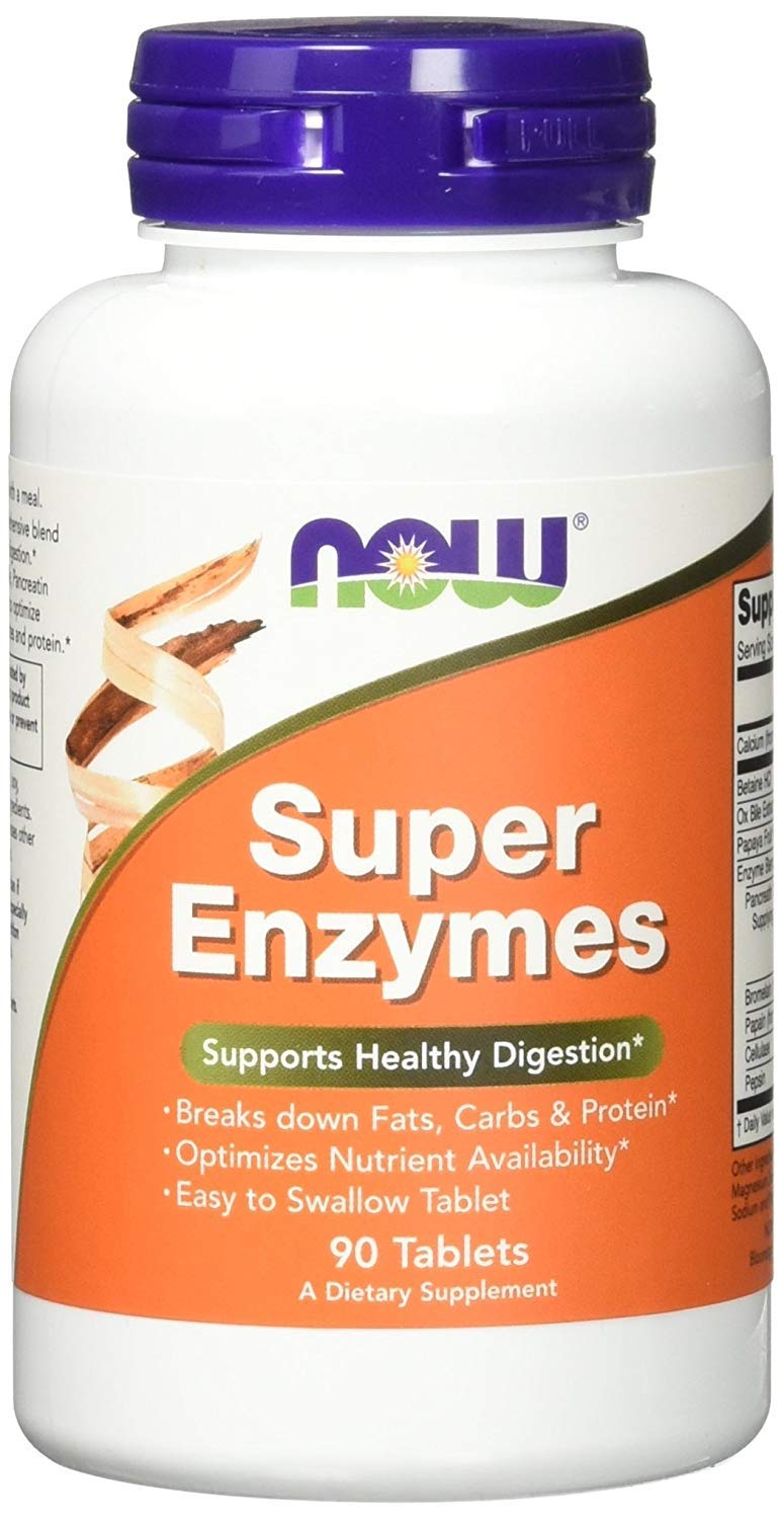 NOW Supplements, Super Enzymes, Formulated with Bromelain, Ox Bile, Pancreatin and Papain, Super Enzymes, 90 Tablets