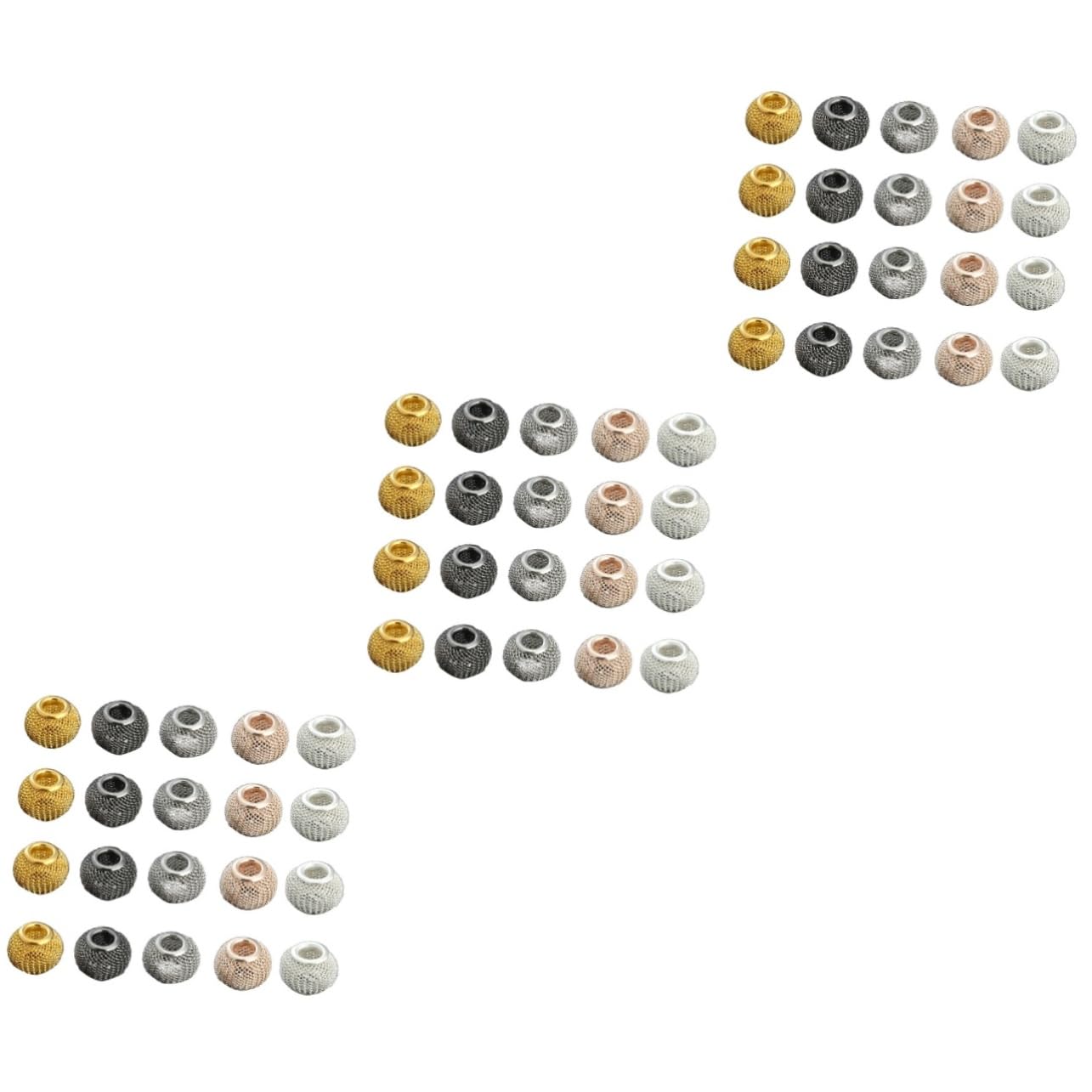 Hohopeti 150pièces Perles De Décoration Alliage Breloques à Charms Et Perles Intercalaires Maille Ronde Creuse pour Fabrication De Bijoux Couleurs Aléatoires