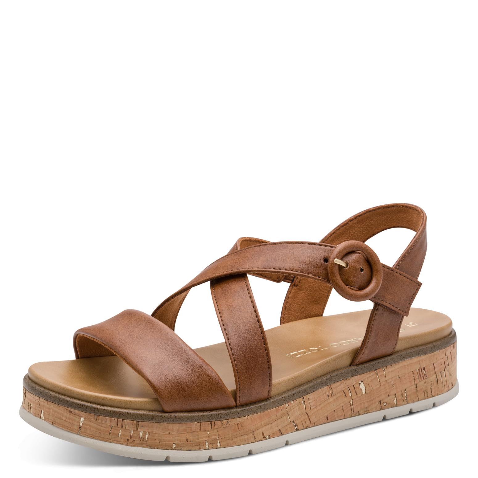 MARCO TOZZI Women Sandal soft Feel Me footbed Vegan soft lining Fashionable, brown (COGNAC), 7 UK