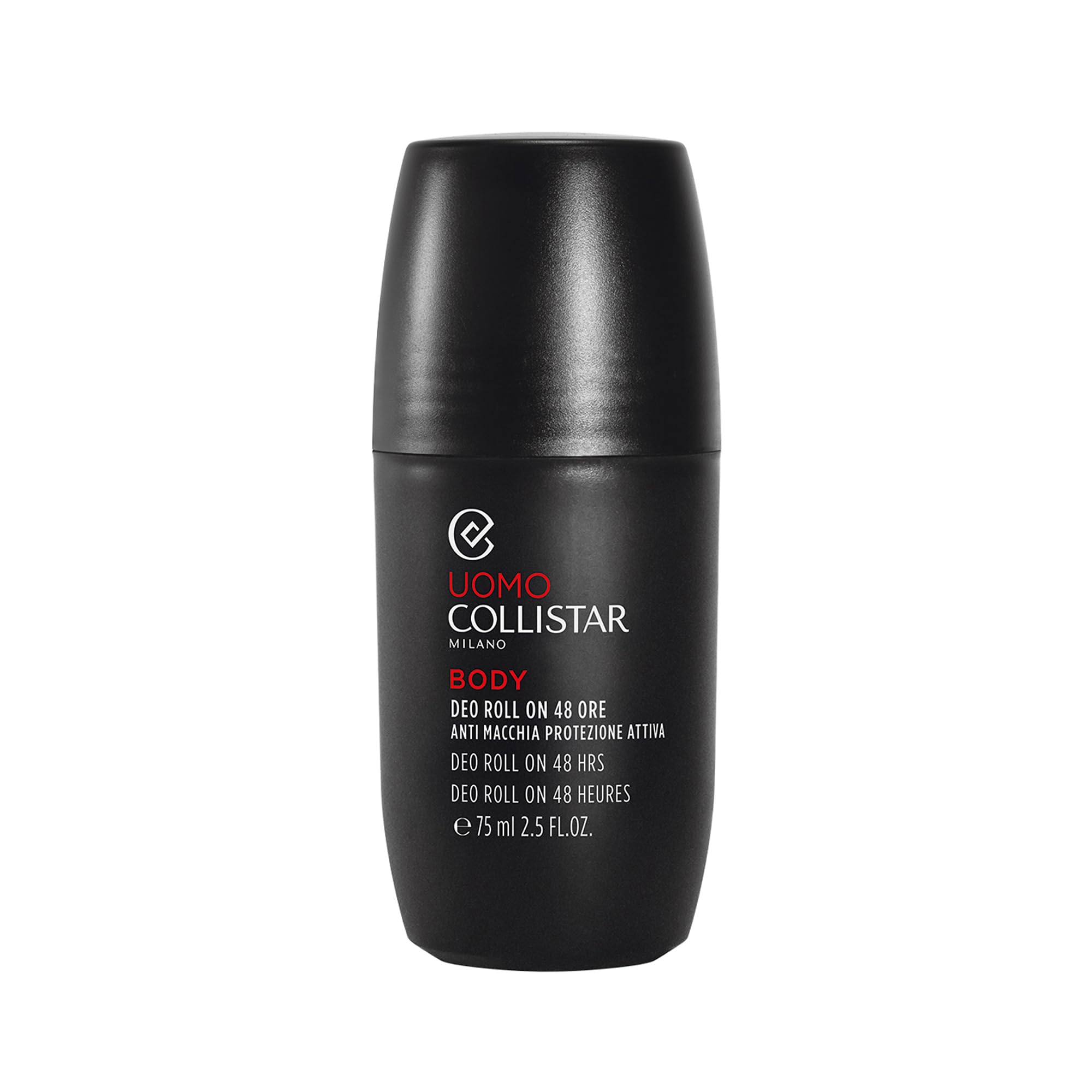 Collistar Men's Deodorant Roll-On 48 Hours, Anti-Stain, Active Long-Term Protection, Alcohol-Free, Intensive Freshness, 75 ml