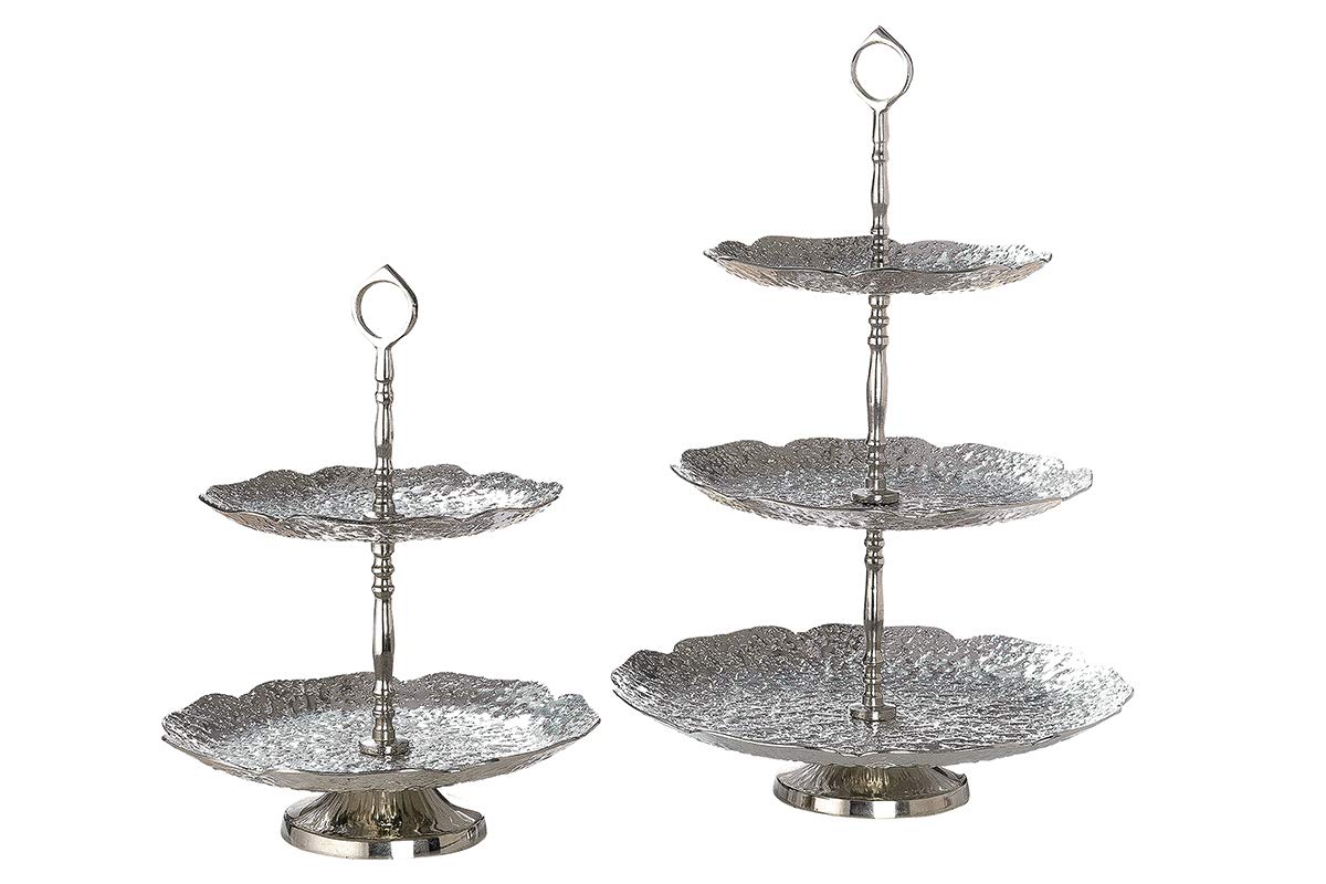 GILDE 3-częściowa patera Doppio srebro, nie nadaje się do kontaktu z żywnością wysokość 49,0 cm średnica 32,0 cm 60137