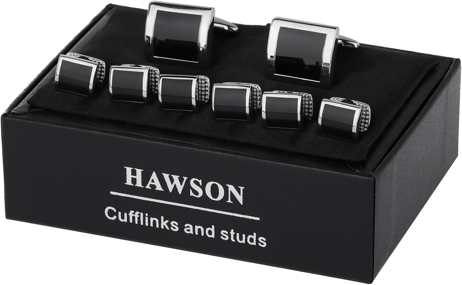 HAWSON Cufflinks and Studs for Men with Gift Box, Gold or Silver Tone Cuff Links, Mens Jewelry or Accessories for Wedding Business Anniversary Birthday - Image 7