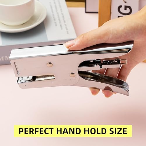 Miniatura 3 de Motarro - Engrapadora de alicates de metal de tira completa, grapadora de gran capacidad con grapas de metal estándar 24/6, 1000 piezas para