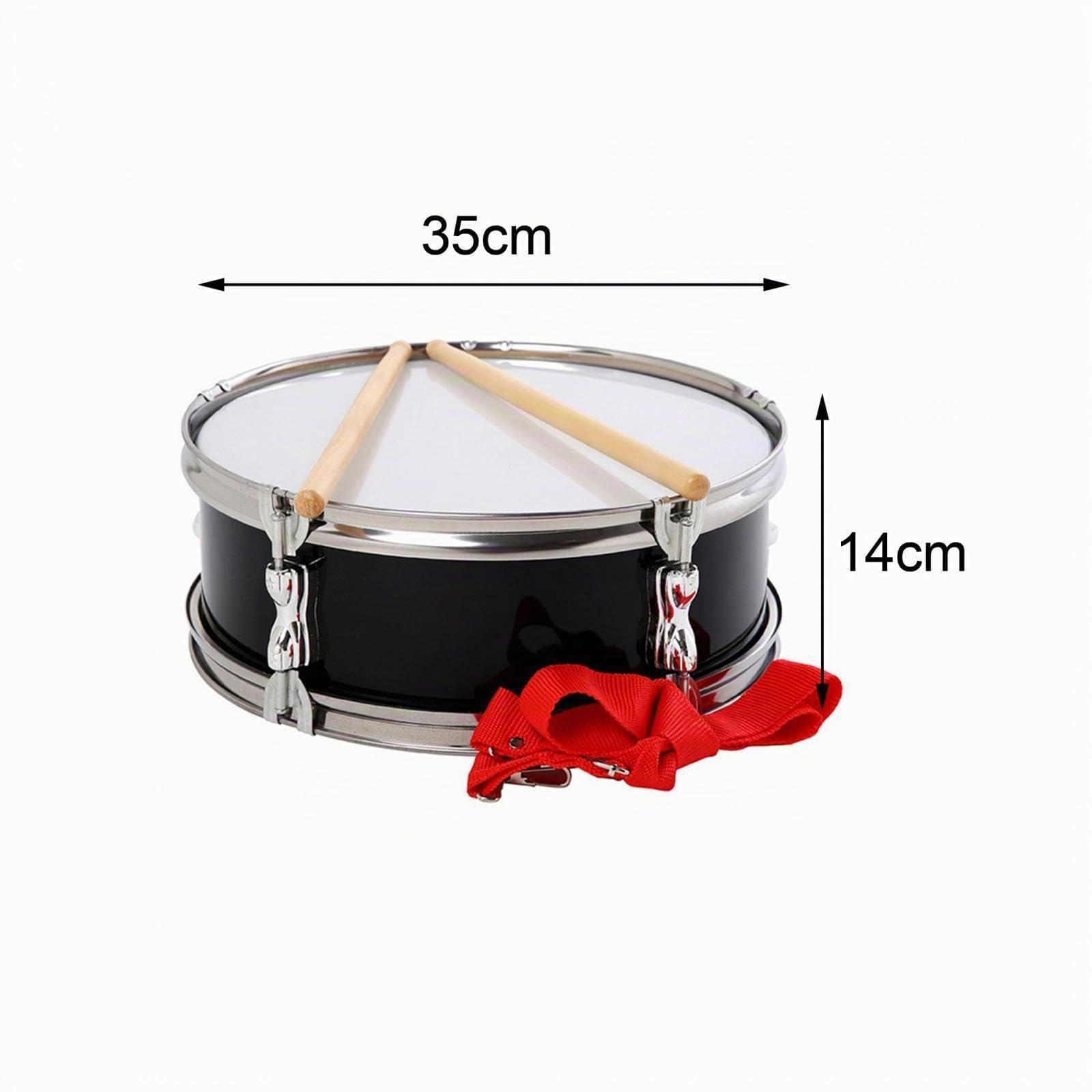 kowaku Instrumento de Percusión de Tambor de 13 Pulgadas con Correa para El Hombro Tambores de Música Portátiles Instrumentos Musicales para Niños Principian, Negro