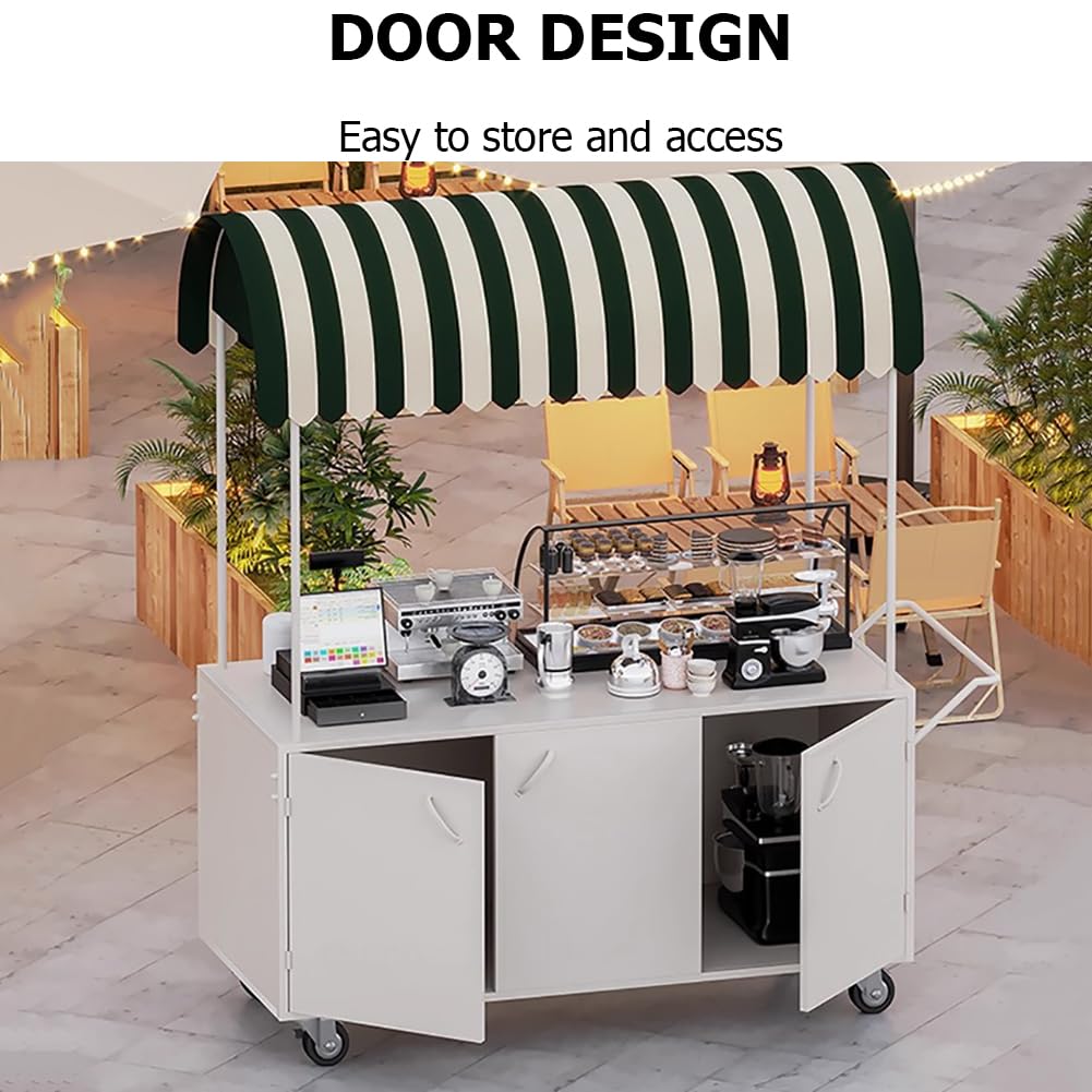 le Carrello per alimenti con ruote bloccabili, espositore in ferro per mercati, portatile, per catering, bancarella alimentare per eventi e festival