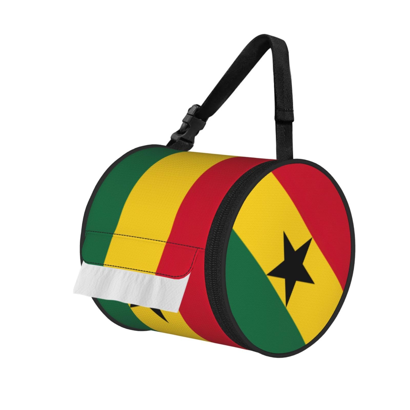 Flag of Ghana Printed Portable Tissue Roll Case, Standard-Size Fit, Oxford Cloth for Wall Camping Backpack