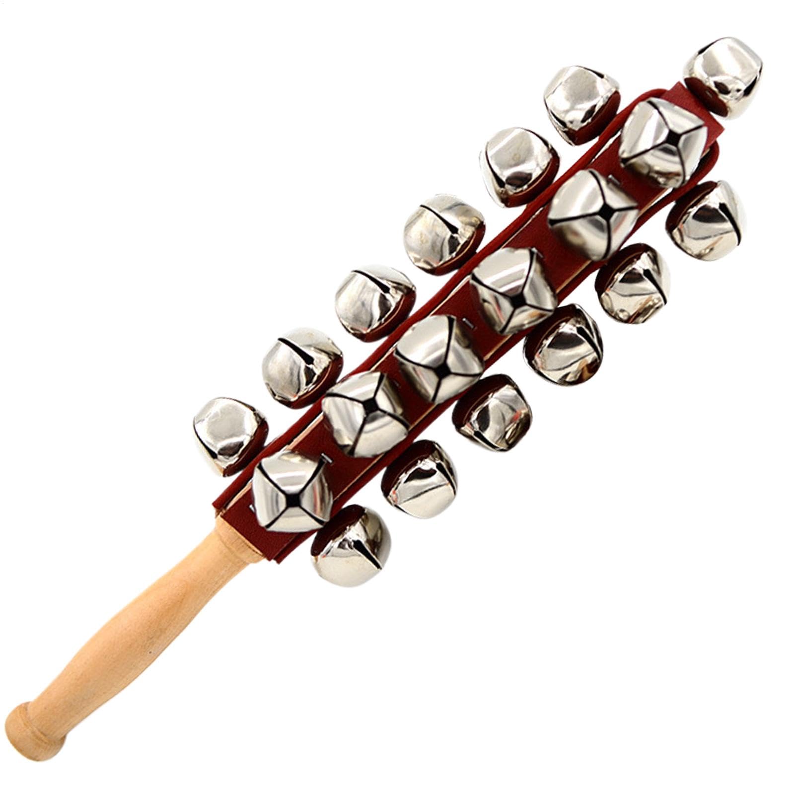 Handheld Sleigh Bells - Wooden Jingle Hand Bell | Jingle Bells Stick with Wooden Handle | Wood Hand Rattle Sticks | Handheld Bells Rattles Toy | Hand Jingle Bells For Dancing, Concerts, Birthday