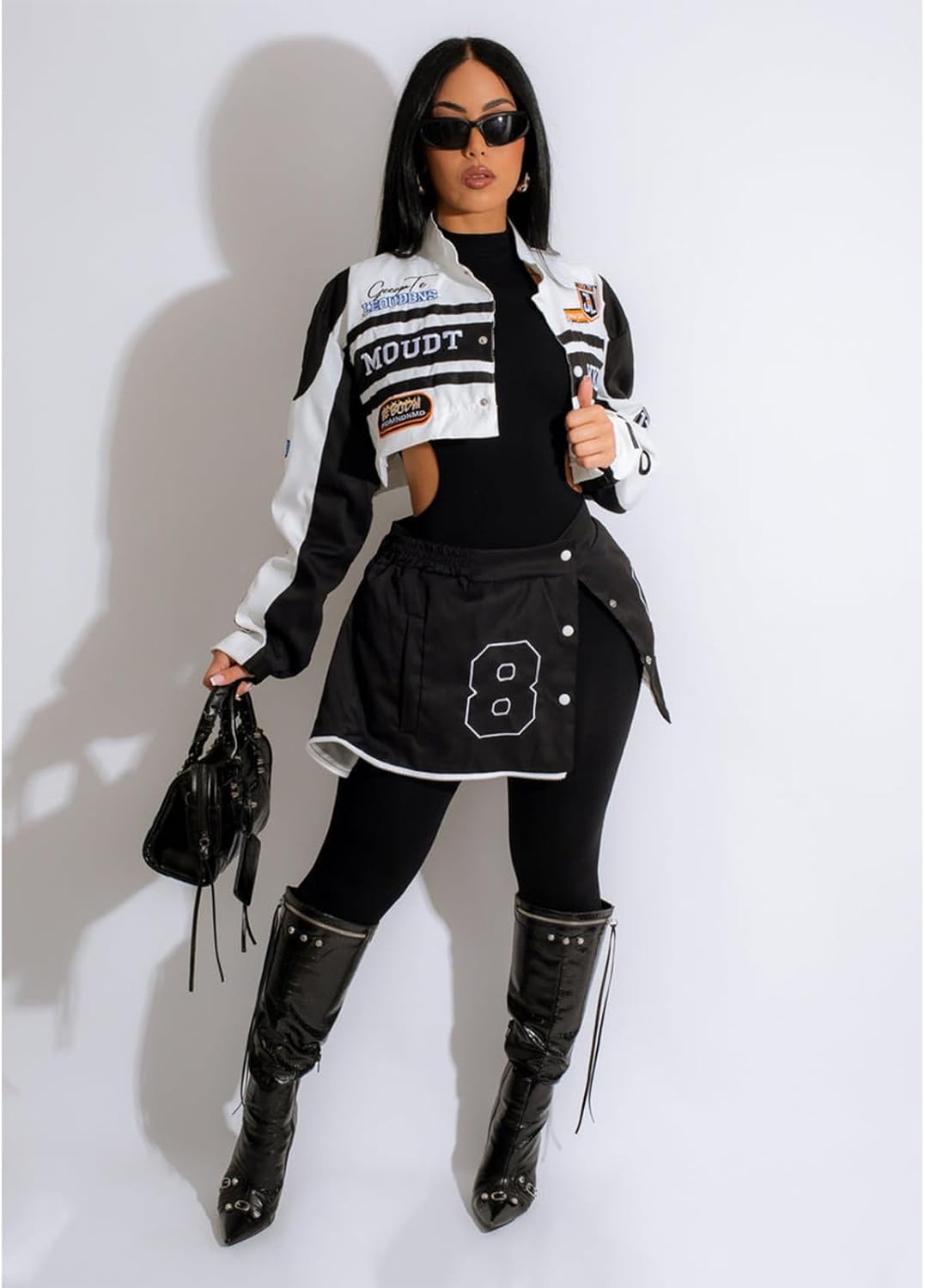 Women's 2 Piece Outfits Long Sleeve Crop Jacket Top Bodycon Mini Skirt Set Y2k Streetwear Birthday Club Outfits - Image 5