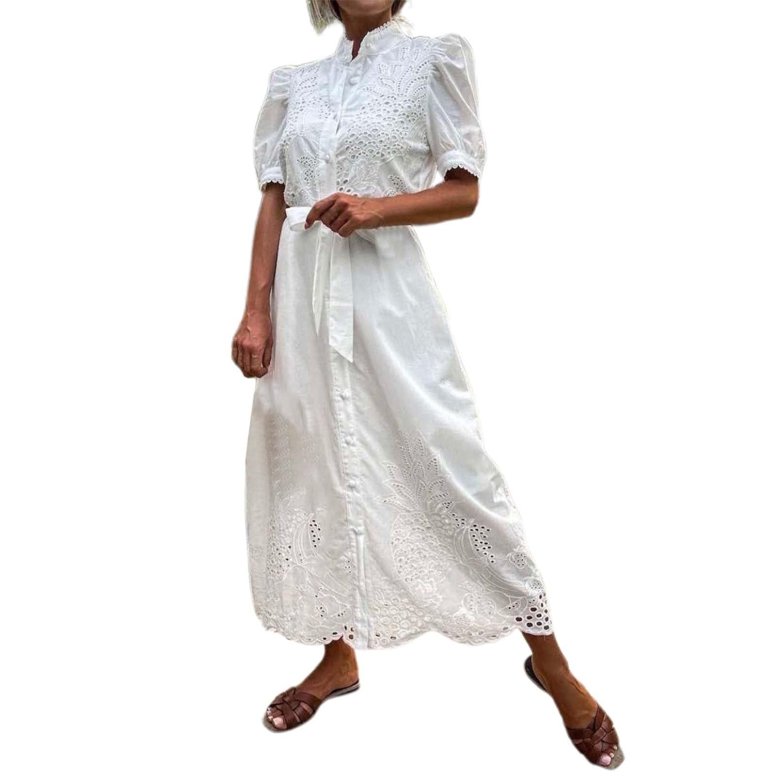 Vestidos de verano 2026 para mujer, vestido de verano para mujer, manga corta, acampanado, elegante, para uso casual o para llevar