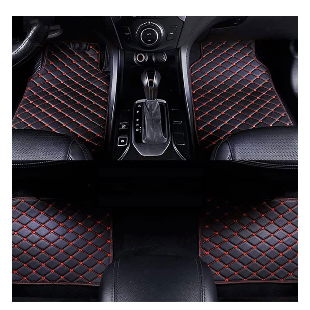 4pcs Custom Leather Car Floor Mats For MG HS 2018-2023, All Weather Front Rear Row Auto Carpet Waterproof Protection Interior Accessories,A-BlackRed