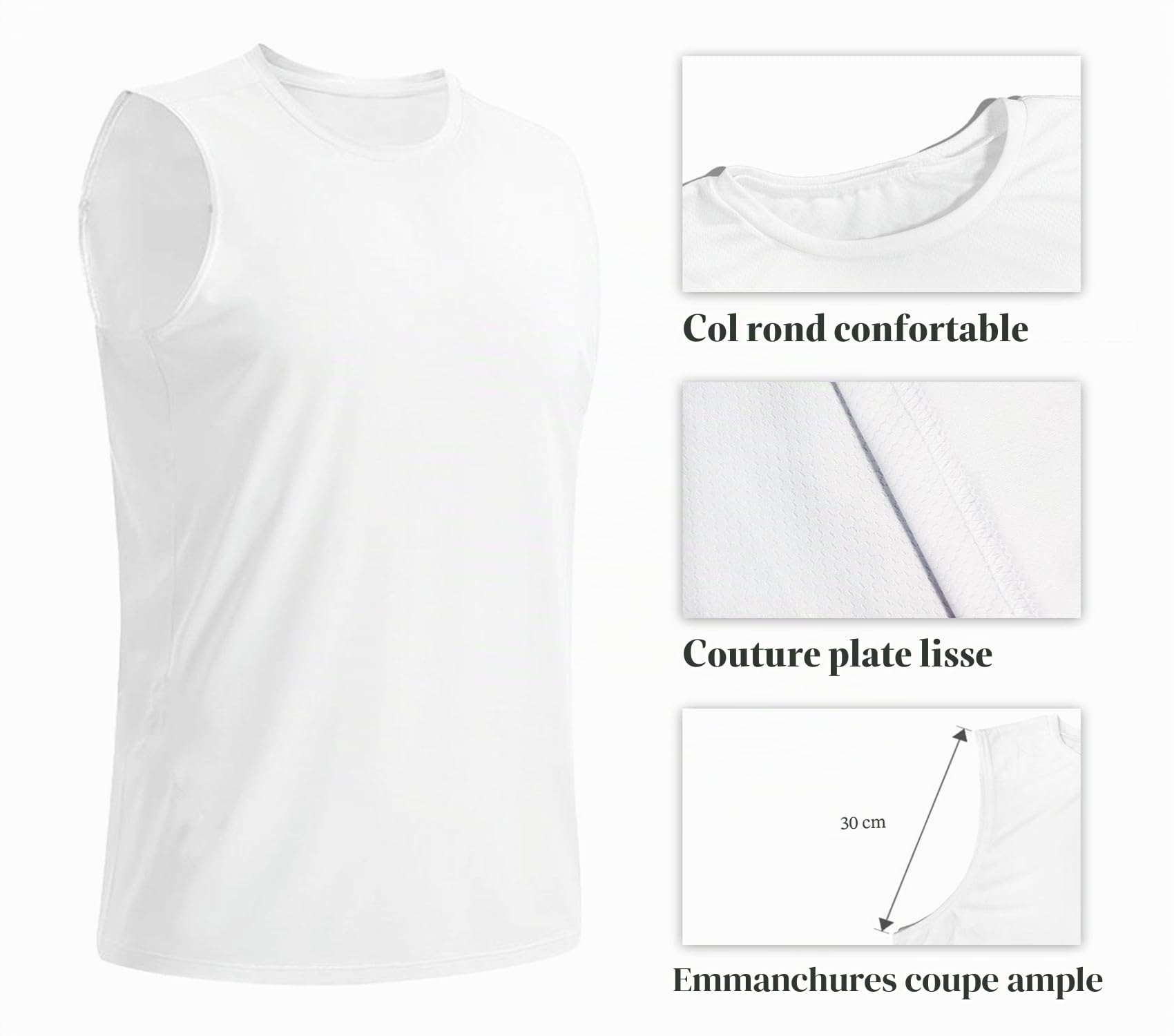 Hotcat Lot de 3 débardeurs pour homme - Sans manches - Pour le sport, le fitness, la course, le jogging, la gym, l'entraînement