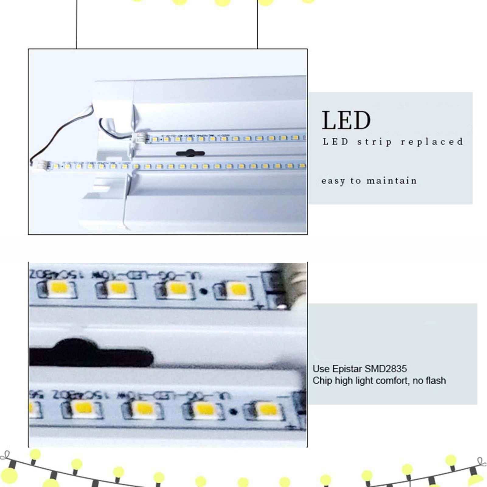 Lampa sufitowa LED, światło liniowe barowe 3000/6500K, światło dzienne, osłona przeciwpyłowa, do garażu, warsztatu, biura, ściany, kuchni, szopy (ciepłe światło, 5 stóp/50 W)