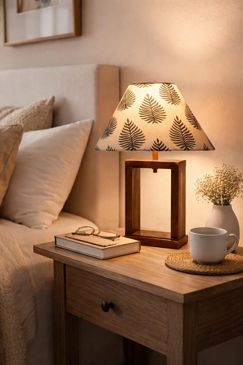 tu casa Mango Wood Table Lamp - Black & Print -16 tu casa Mango Wood Table Lamp - Black & Print -16