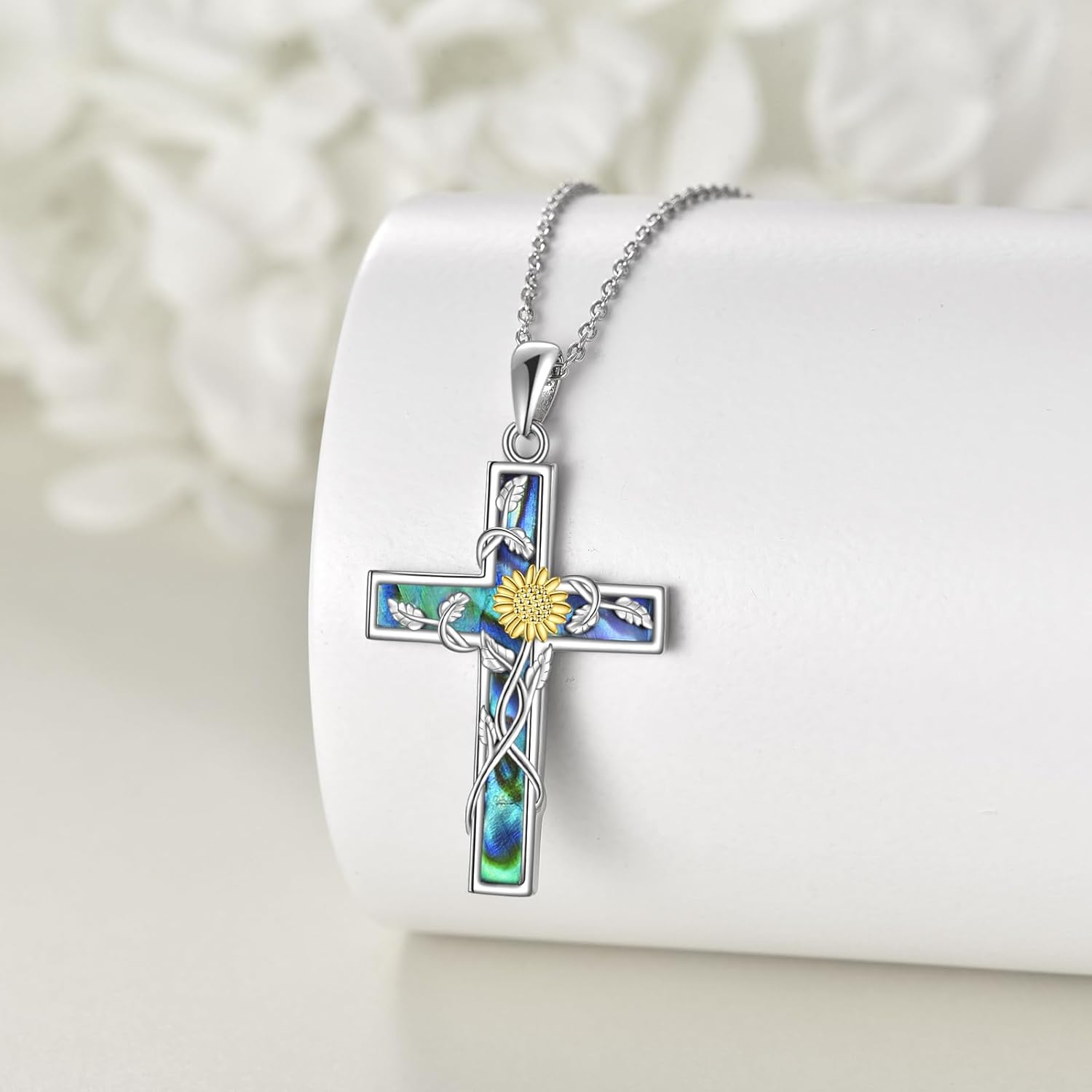 POPLYKE Cross Necklace for Women 925 Sterling Sliver Abalone Shell Cross Necklace Pendant Christian Jewelry for Women - Image 3