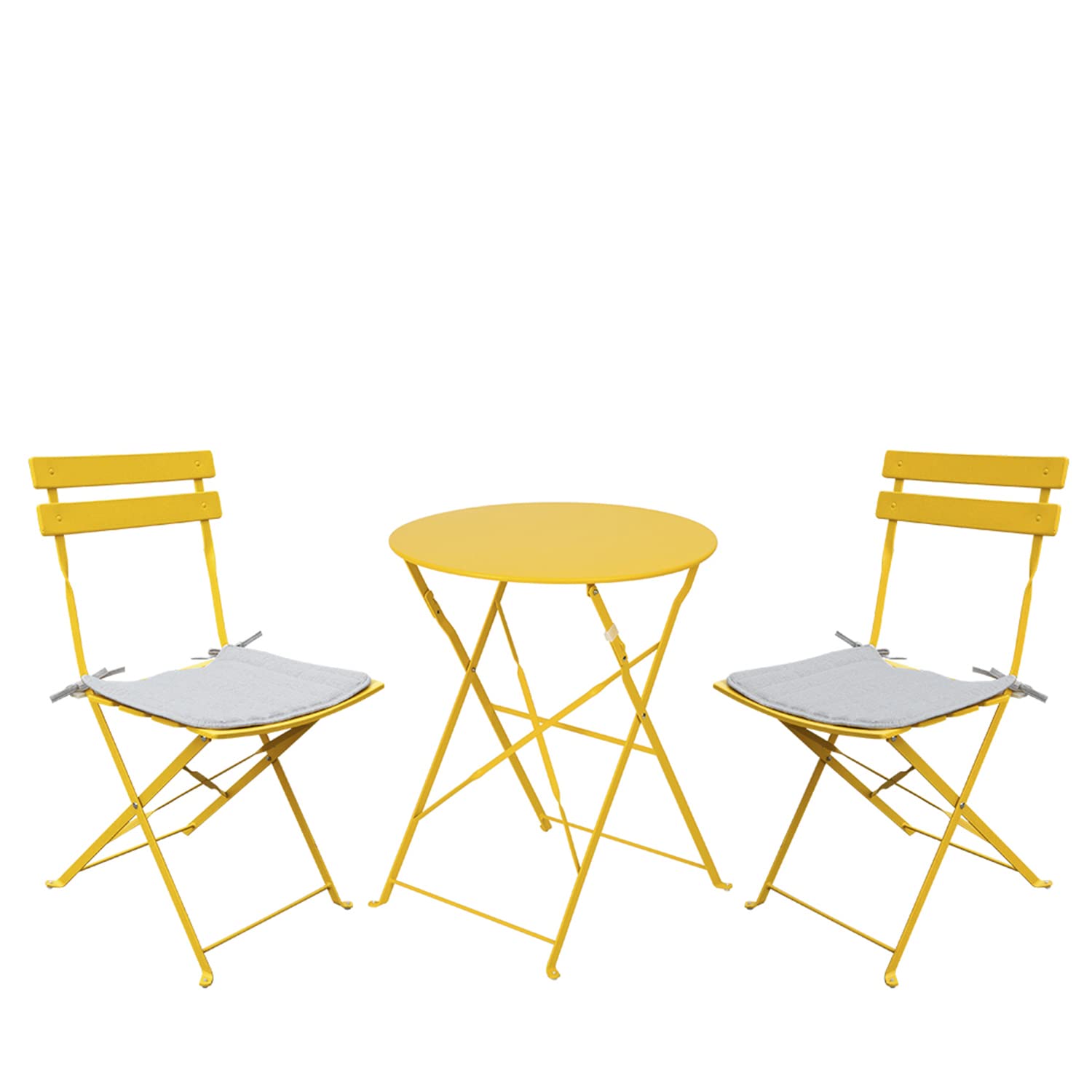 PATIO CHOICE Patio Bistro Set, Outdoor Patio Furniture Sets, 3 Piece Patio Set of Foldable Bistro Chairs and Table, Yellow