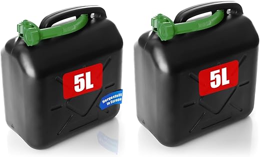 BigDean 2 Stück Benzinkanister 5L mit flexiblem Ausgießer – Kraftstoffkanister für Benzin & Diesel – UN-Zulassung handlicher Kanister Dieselkanister Reservekanister – Made in…