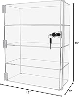 Vista 2 de Marketing Holders Armario vertical de acrílico con cerradura con llaves de 12 x 6 x 16 pulgadas, armario alto transparente para encimera, una pieza