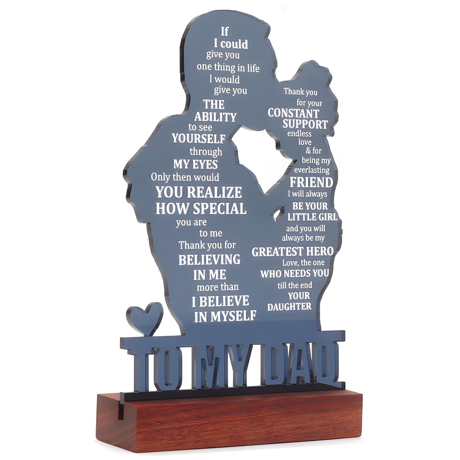 Lotnery To My Dad Engraved Plaque - Heartfelt Personalised Gift from Daughter, Acrylic Desktop Decor with Wood Base for Father's Day, Birthday, Elegant Keepsake Size 11.7x1