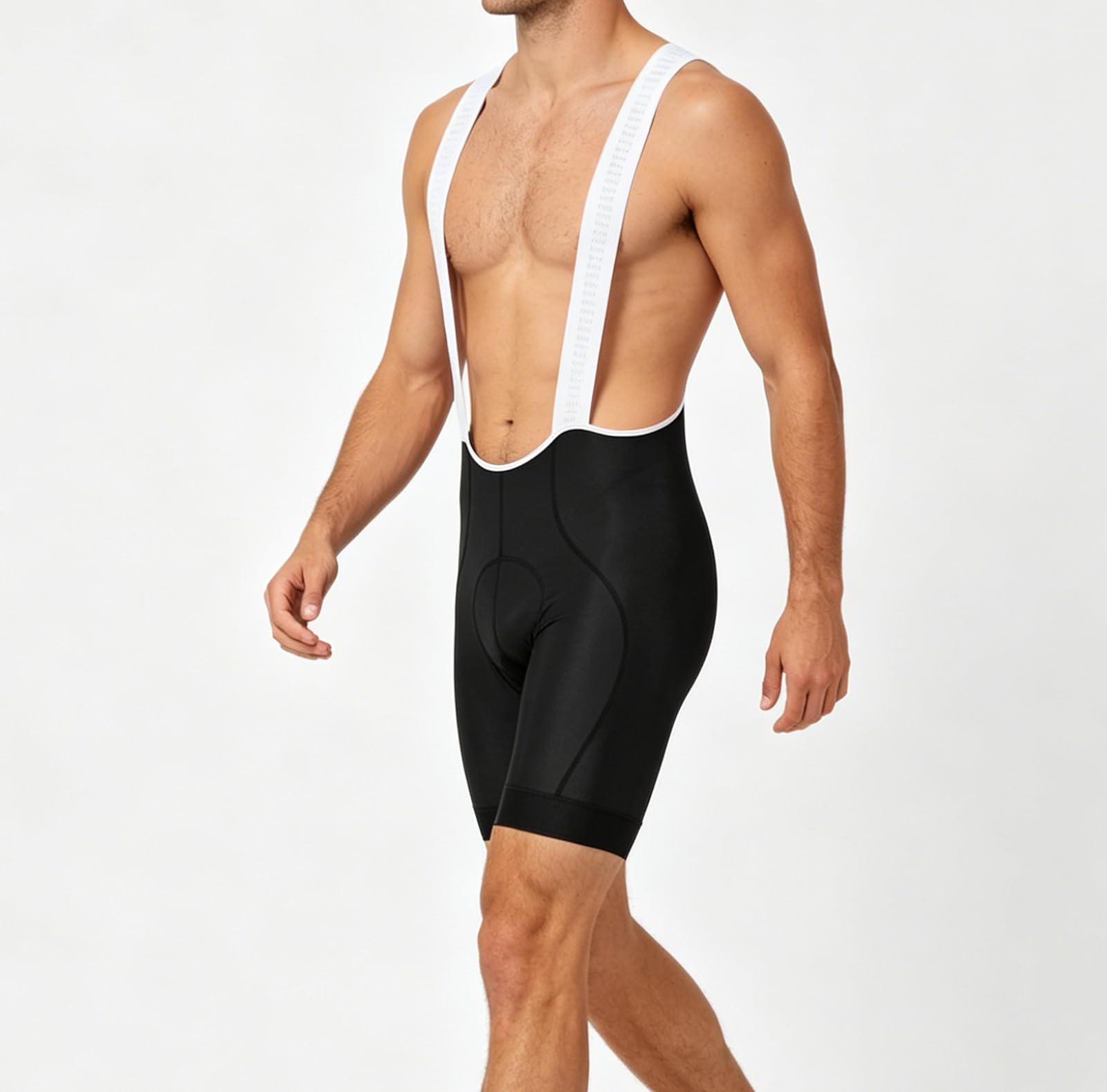 Męskie spodenki rowerowe z szelkami, oddychające, szybkoschnące, antybakteryjne, elastyczne 4-kierunkowo. Rozmiary S–4XL.,White-XXL