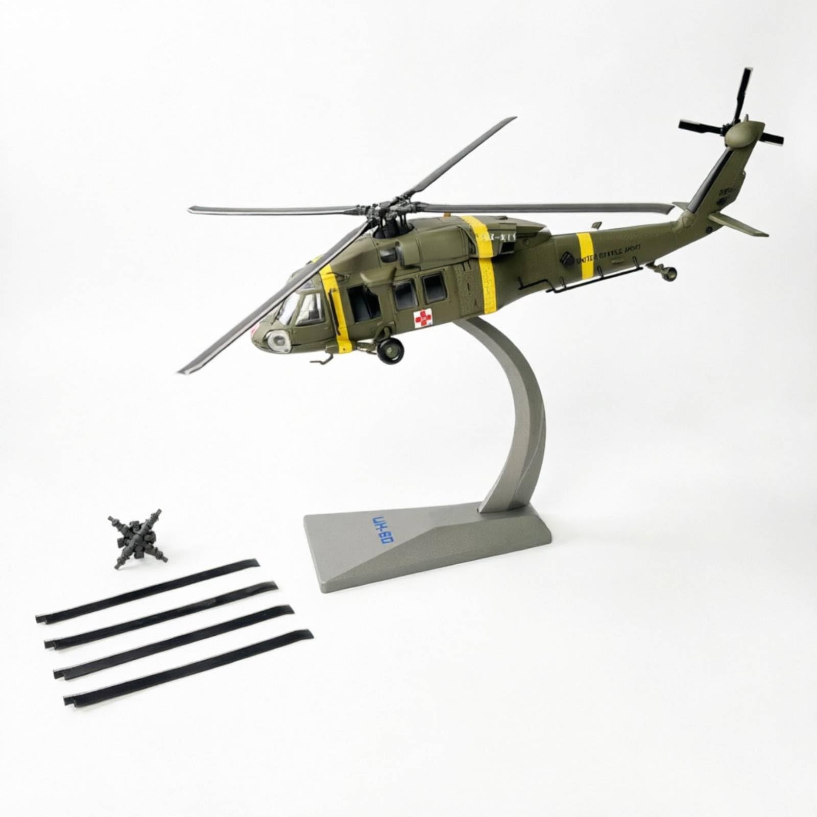 MagiDeal Riproduzione Elicottero di Soccorso Modello Aerei Elicottero Miniatura Collezione in Metallo Pressofuso con Parti Mobili Rotore E Ruote Adatta a