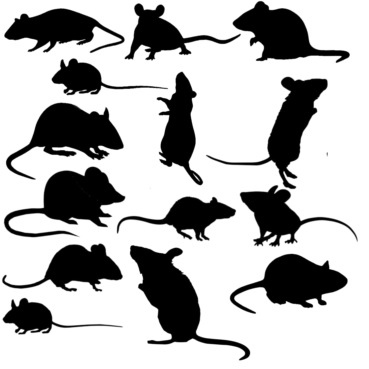 Hatcherabilia Black Pack Of 14 Mouse/Rat Stickers - Waterproof Decals - Nursery Decor, Laptop, Scrapbooking, Car Bumpers, Water Bottle, Party Bag Fillers (Extra-Small Pack, )