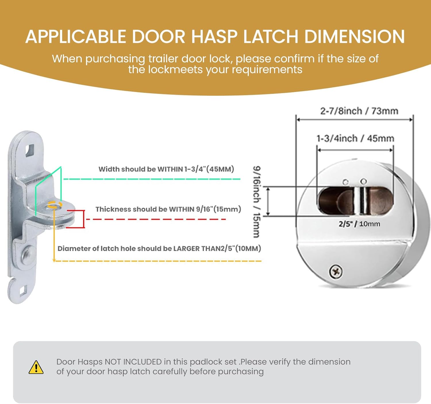 2 Pack Hidden Shackle Padlock Keyed Alike Heavy Duty Trailer Puck Padlocks Anti Theft 2-7/8" Solid Steel Puck Lock for Trailers Trucks Vans Shed Gates Garage