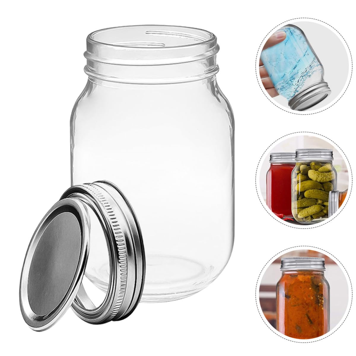 Artibetter 6pezzi Barattoli Mason in Vetro con Coperchio Vite Contenitori per Frutta Gelatine Dessert Conservazione Alimentare per Frigo o Dispensa