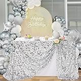 B-COOL Rectangle Glitter Sequin Tablecloth: Silver Sequin Fabric Table Cloth 50x102 Inch Table Over for Wedding Birthday Party Baby Bridal Shower