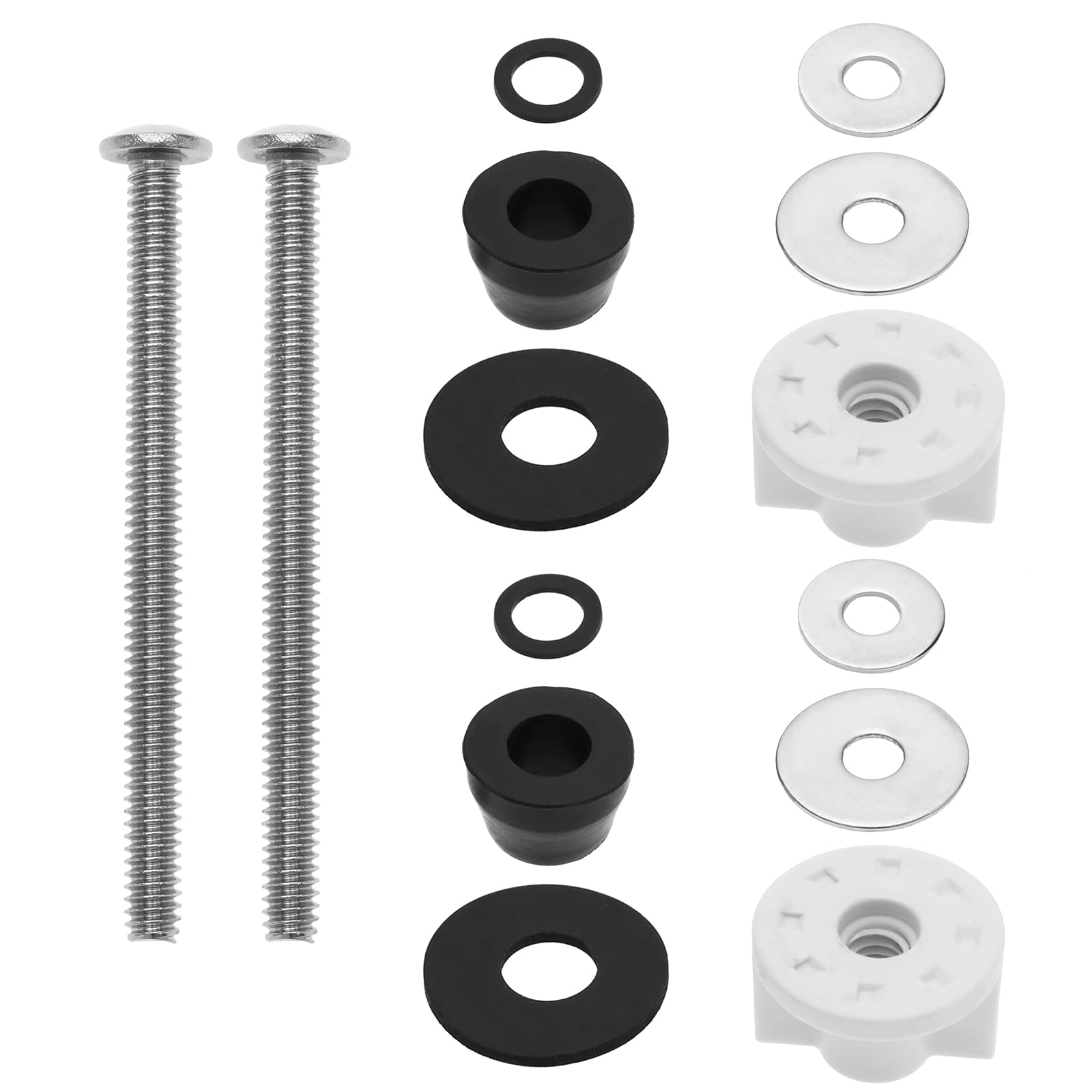 The Lord Of The Tools Silver 2 Set Toilet Seat Hinge Bolts Kit Hinge Bolt Replacement Top-Fixed Hinge Universal Toilet Seat Stainless Steel Rubber Hinge Bolt
