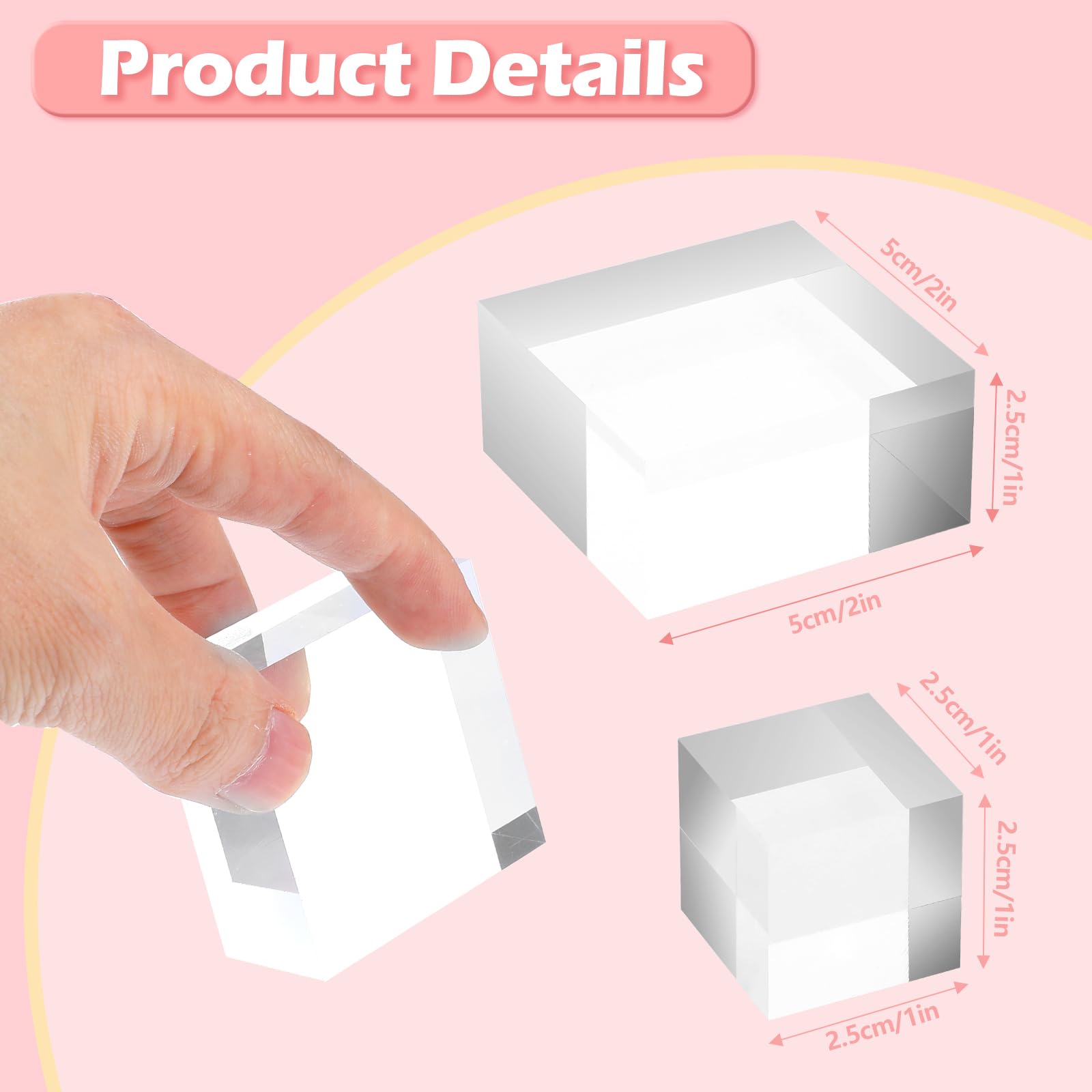 Floating Effect Stand 16-Piece Clear Acrylic Display Blocks – 2x2x1 ...