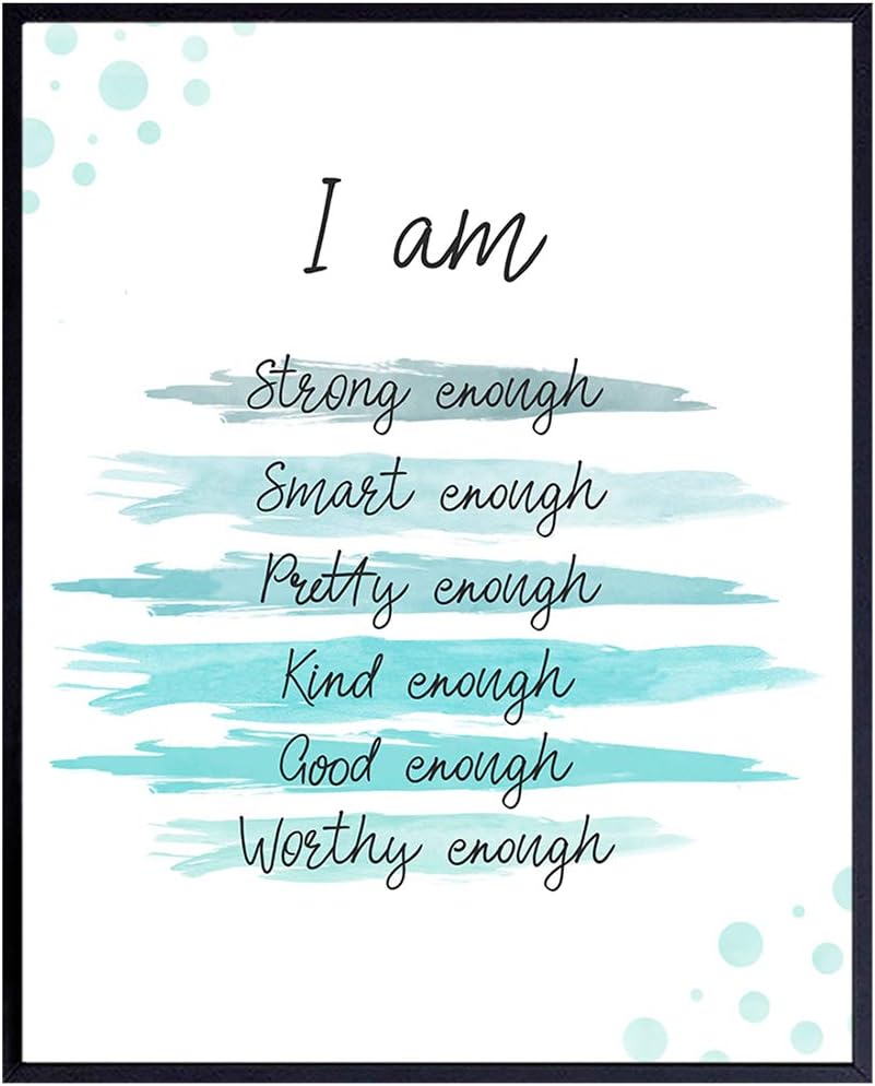 Positive Quotes Wall Decor - Positive Affirmations - Encouragement Gifts for Women, Teens, Girls - Inspirational Quotes - Motivational Wall Art - Inspiring Uplifting Sayings Decor - Light Blue