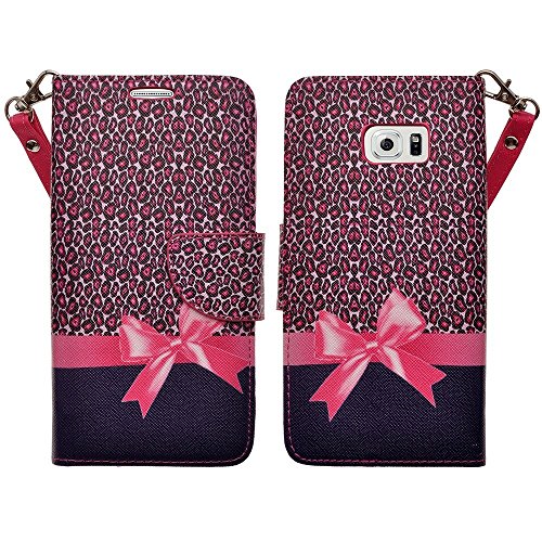 Compatible For Samsung Galaxy Note 5 Case, Magnetic Pu Leather Folio Wallet Case Cover With Kickstand Case, Wallet Defender Cover - Hot Pink Cheetah #TOP1
