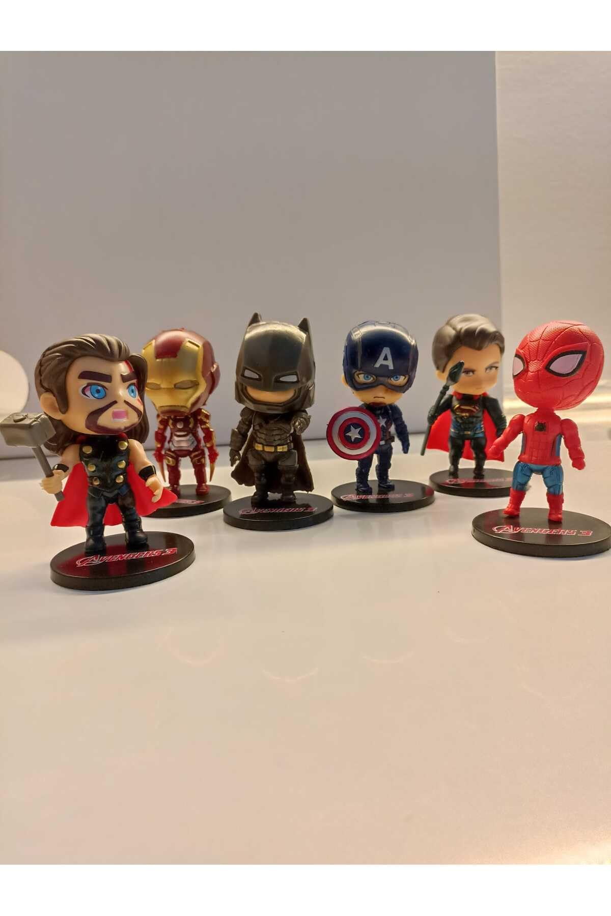 Thor Ironman Kaptan Amerika Batman Superman Figür 6'lı Süper kahraman Figür Seti