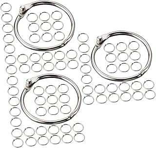 Tofficu 150 peças de chaveiro para caderno, fichário, chaveiro, caderno, fichário, plástico, encadernação, disco, fichário, anéis de encadernação de folhas soltas, chaveiros para chaves de metal, anéis de livros, bobina