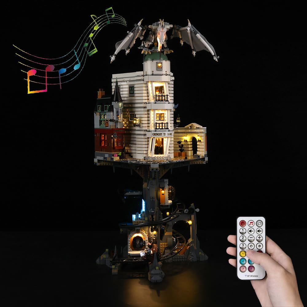 Kyglaring Led Licht Kompatibel mit Lego Gringotts Wizard Bench Bauklötze 76417 Bausteine, Fernbedienungs Beleuchtungszubehör für das Lego Modellset 76417 (Nicht Enthalten Modell)