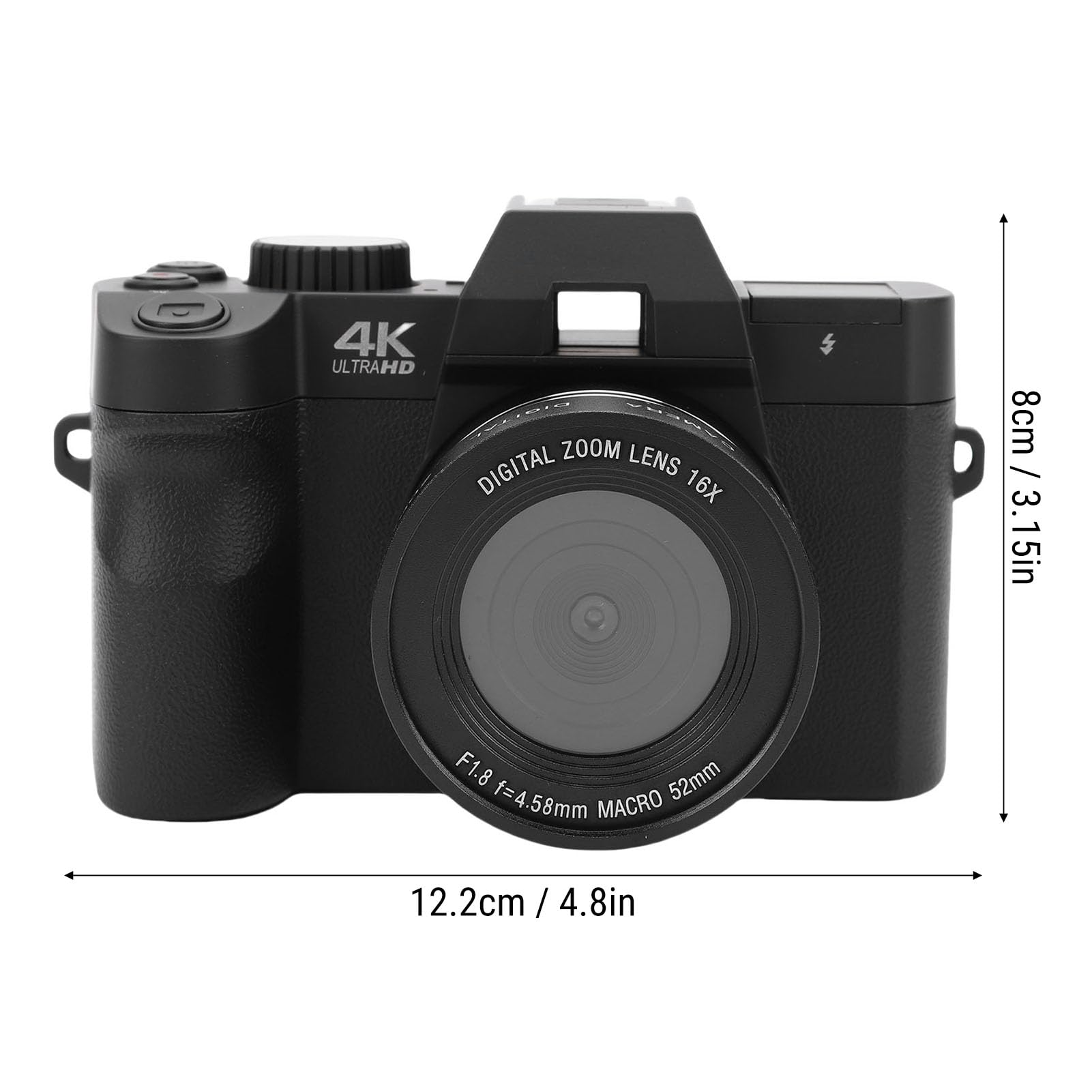 Lazmin112 Fotocamera Mirrorless, Fotocamera per Vlogging 4K da 48 MP per Fotografia, Zoom 16X, 32 GB Incorporati, 2 Batterie, Foto e Video, per Viaggi