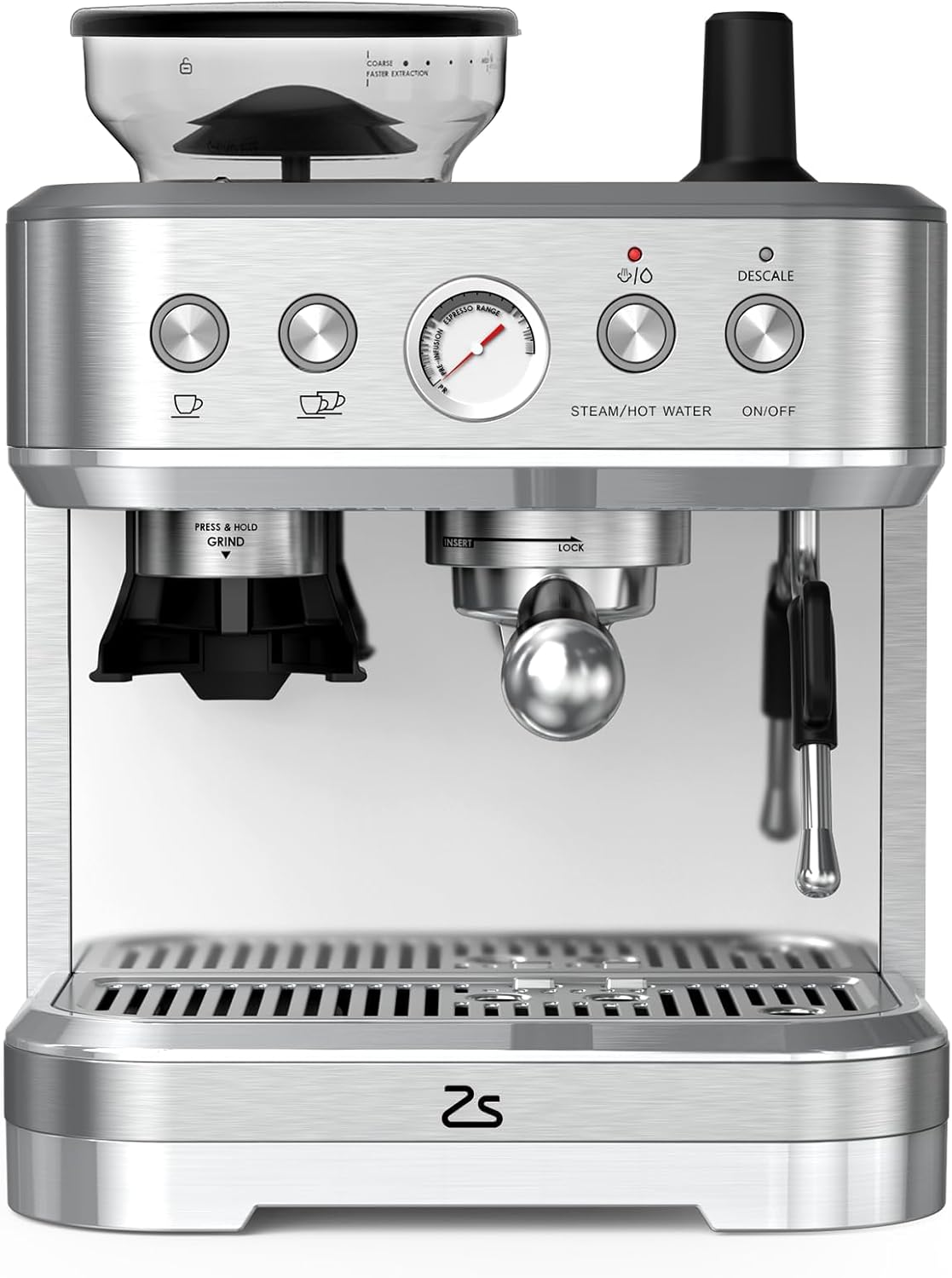 Máquina de Espresso Semi Automática con Molinillo y Espumador, 15 Bar, 2.5L